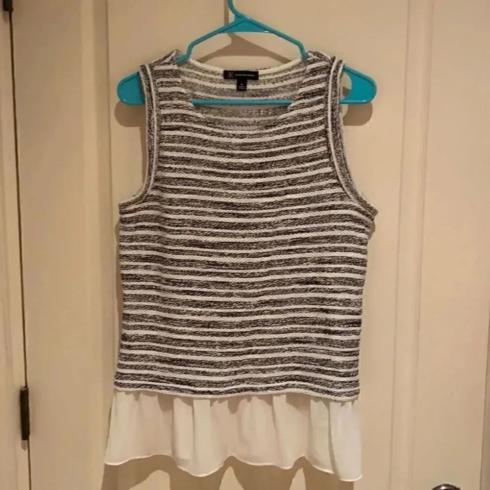 INC Frilly striped tank M